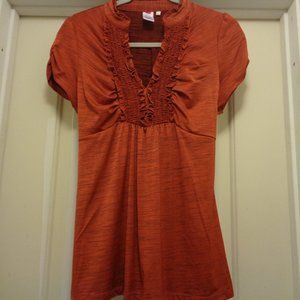 RUSTIC RUST ROMANCE STRETCH BLOUSE X LG